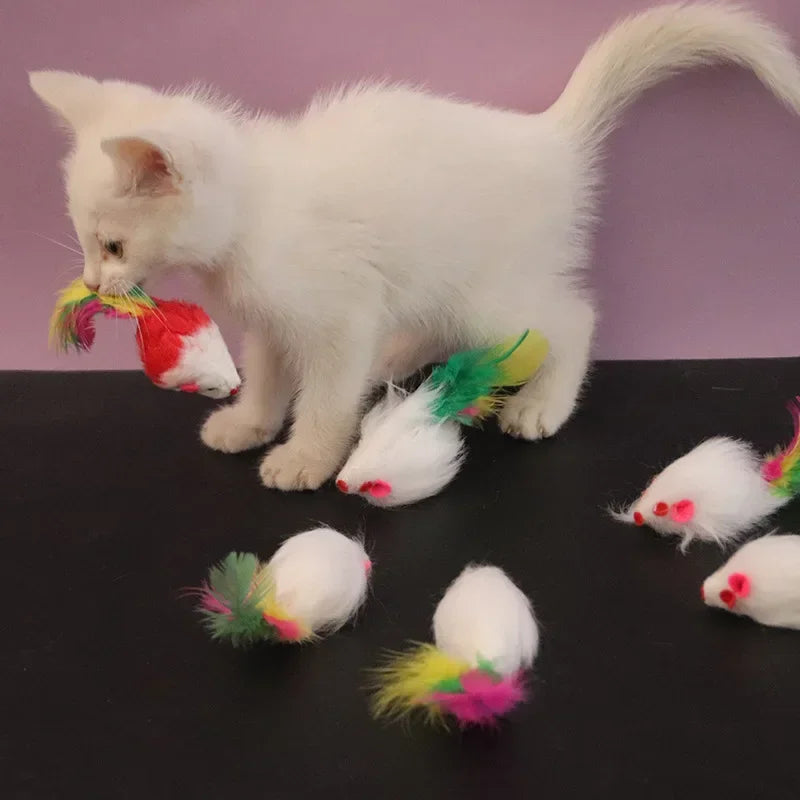 Interactive Feather Mouse Cat Toy