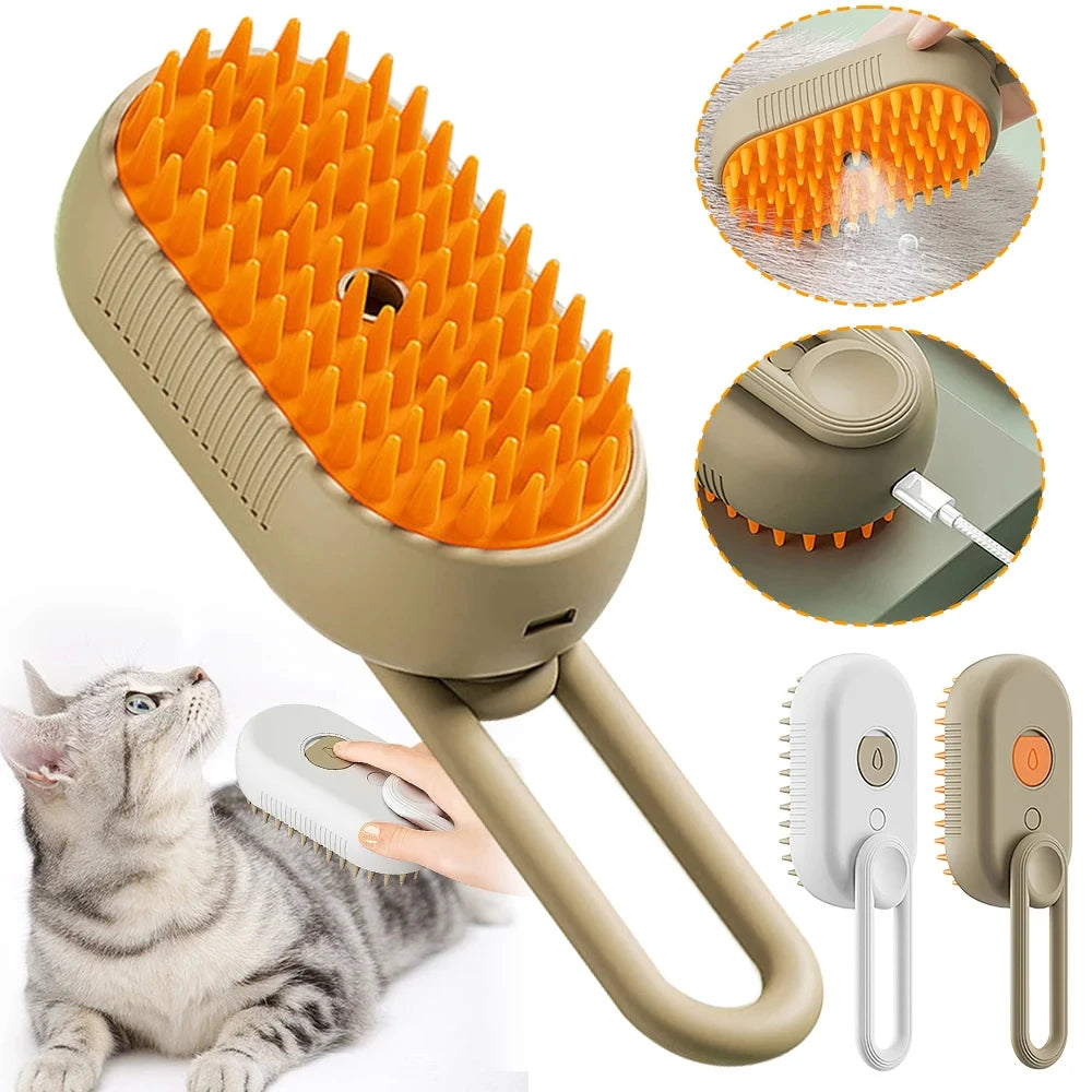 3-in-1 Steam Brush for Cats & Dogs