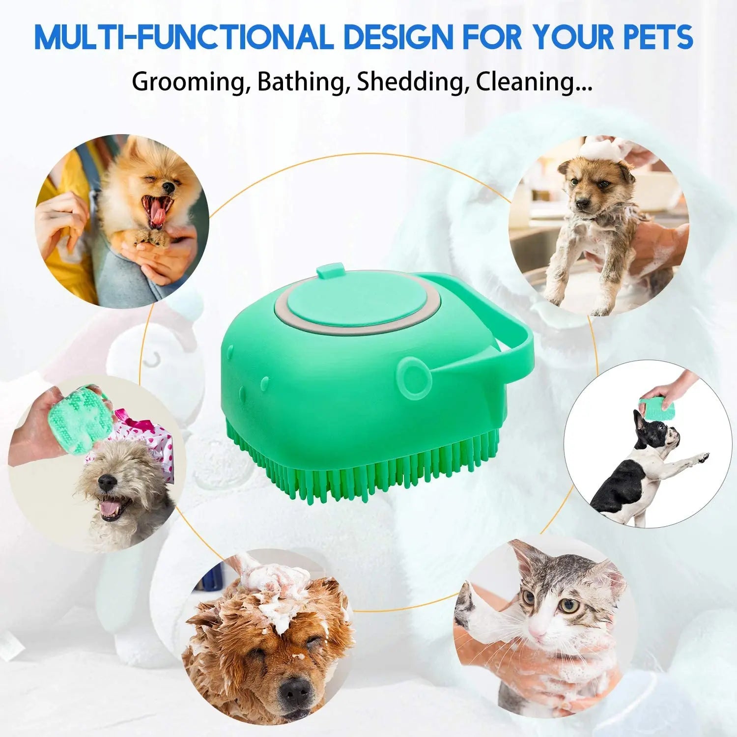 Pet Shampoo Brush with Soap Dispenser