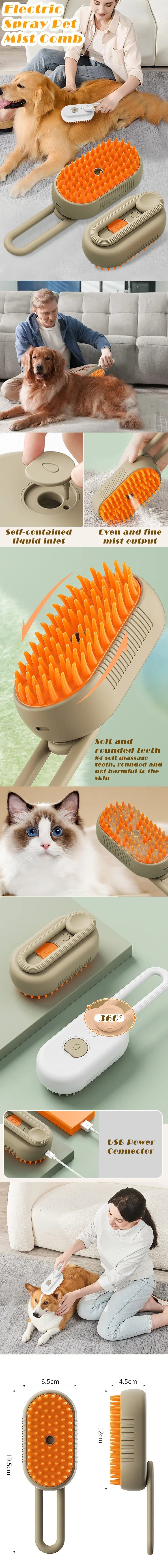 3-in-1 Steam Brush for Cats & Dogs