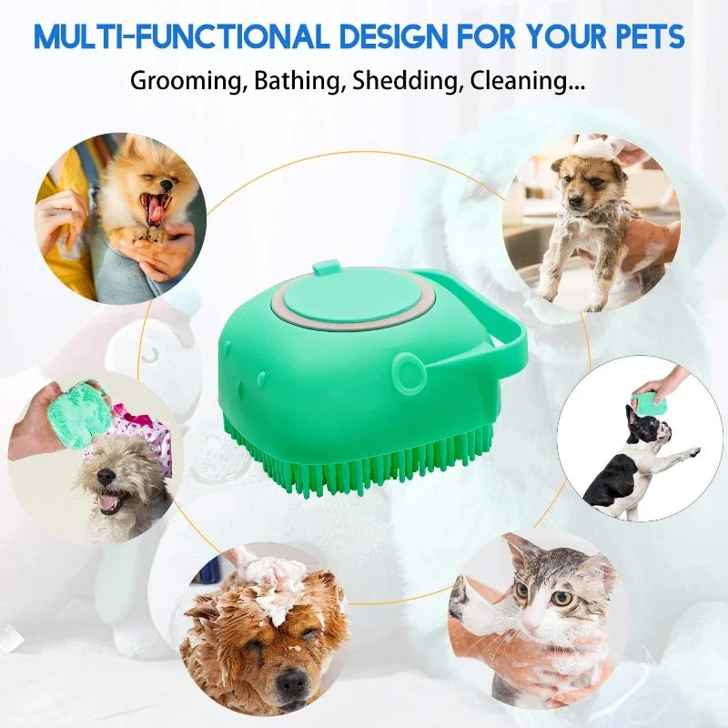 Pet Shampoo Brush with Soap Dispenser