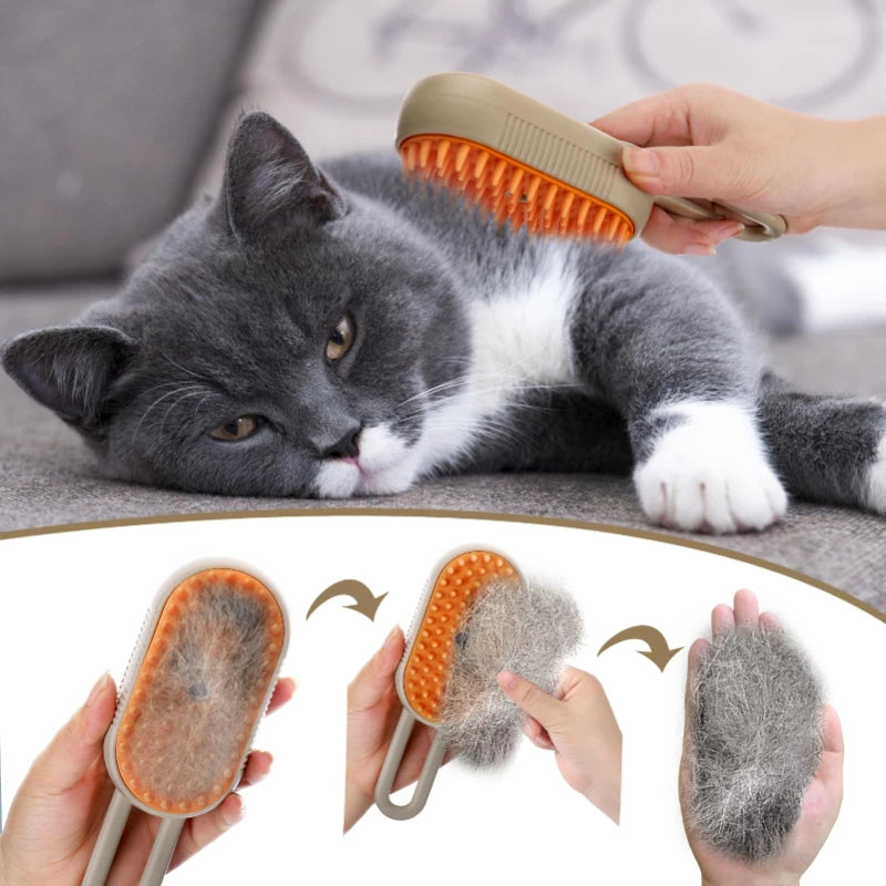 3-in-1 Steam Brush for Cats & Dogs